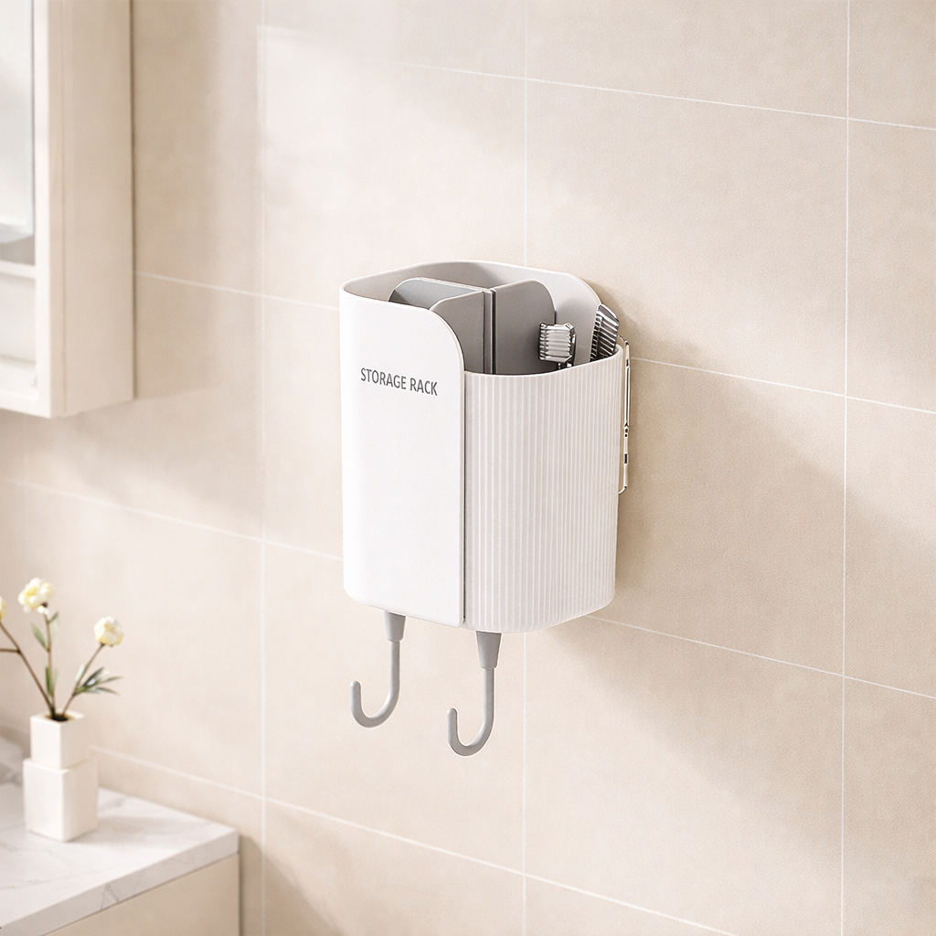 No-Drill Wall-Mounted Bathroom Organizer