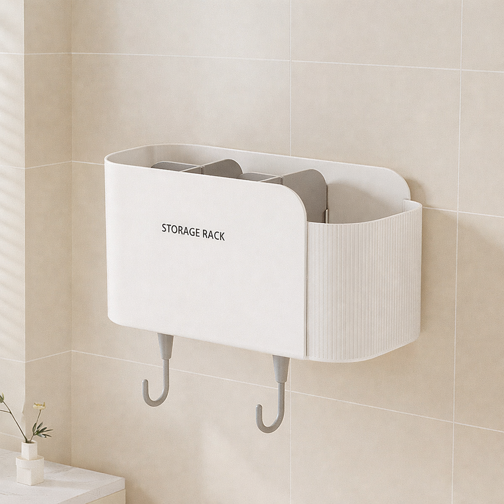 No-Drill Wall-Mounted Bathroom Organizer